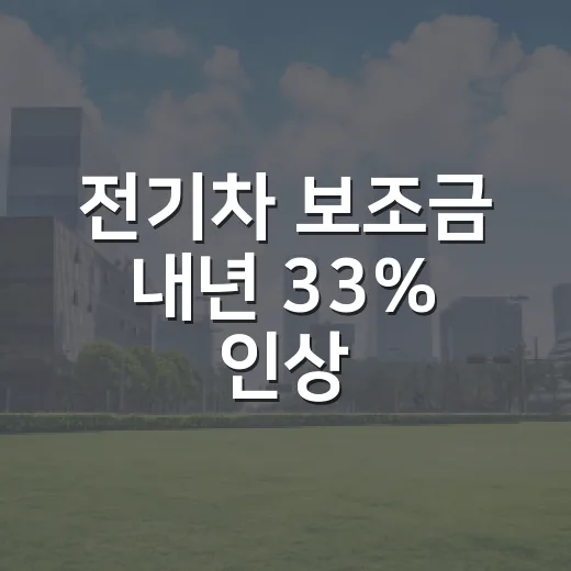 전기차 보조금 내년 33% 인상, 역대 최대 규모