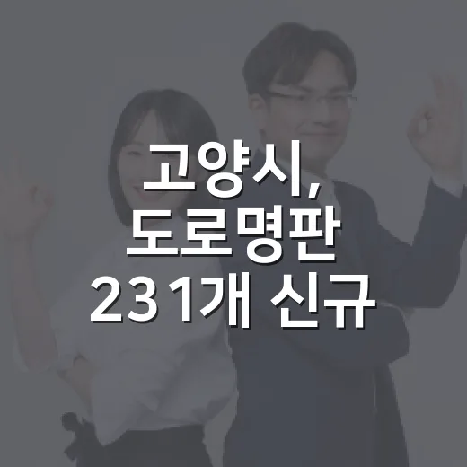 고양시, 도로명판 231개 신규 설치로 길 찾기 편의 강화