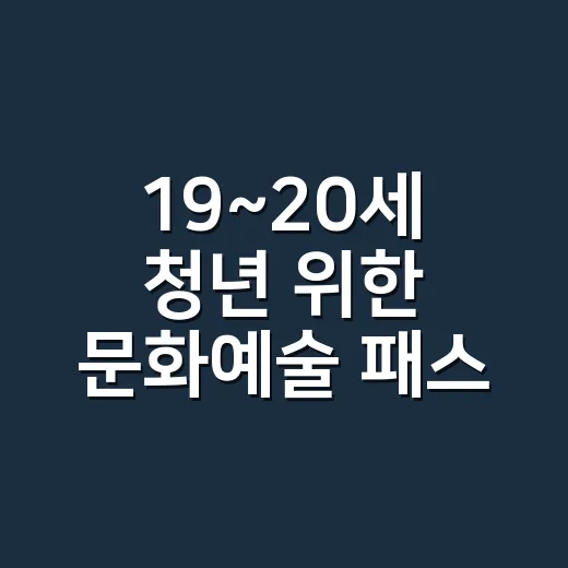 19~20세 청년 위한 문화예술 패스 지원