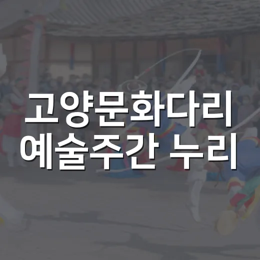 고양문화다리 예술주간 누리, 무료 공연과 전시 풍성