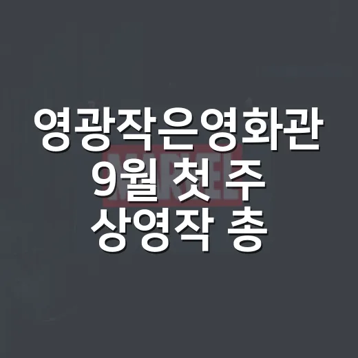 영광작은영화관 9월 첫 주 상영작 총정리