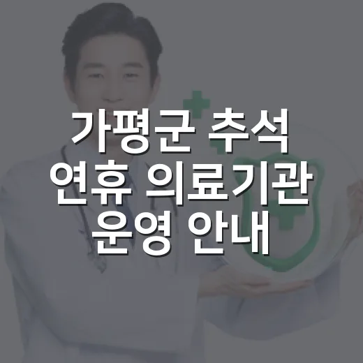 가평군 추석 연휴 의료기관 운영 안내