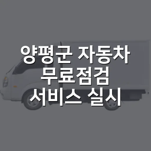 양평군 자동차 무료점검 서비스 실시