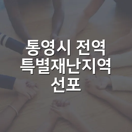 통영시 전역 특별재난지역 선포, 신속 복구 지원 확대