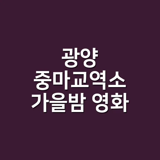 광양 중마교역소 가을밤 영화 축제