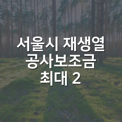 서울시 재생열 공사보조금 최대 2.5억 지원