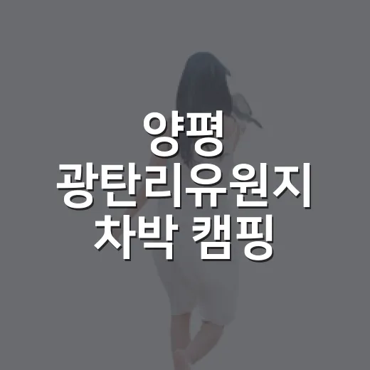 양평 광탄리유원지 차박 캠핑 명소 집중 탐방