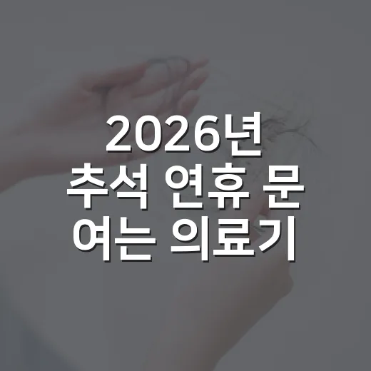 2026년 추석 연휴 문 여는 의료기관 총정리