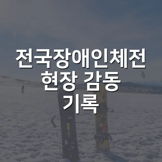전국장애인체전 현장 감동 기록