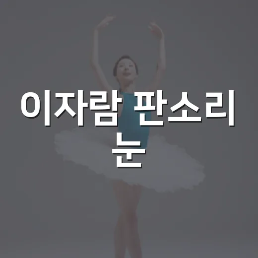 이자람 판소리 눈, 눈, 눈 공연 안내