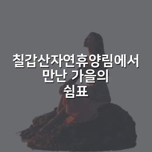 칠갑산자연휴양림에서 만난 가을의 쉼표