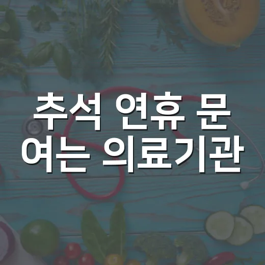 추석 연휴 문 여는 의료기관·약국 안내