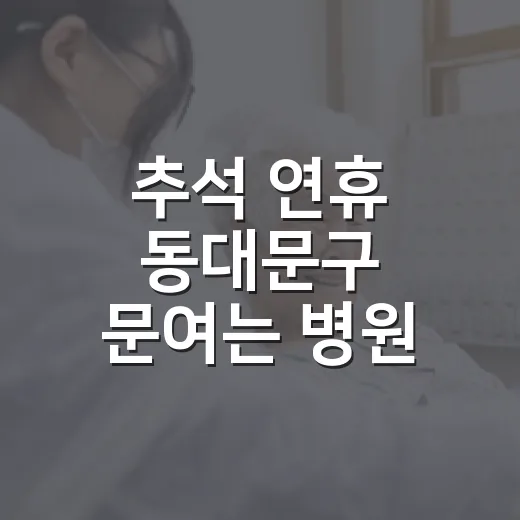 추석 연휴 동대문구 문여는 병원·약국 총정리