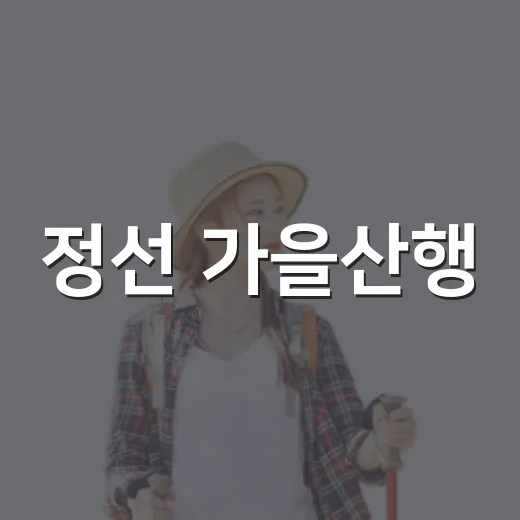 정선 가을산행, 안전수칙 완벽 가이드