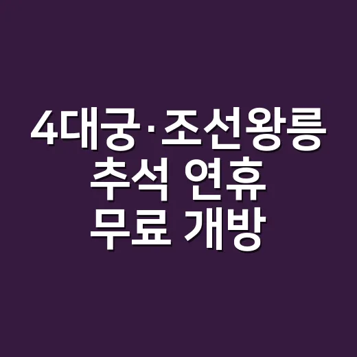 4대궁·조선왕릉 추석 연휴 무료 개방과 체험 행사