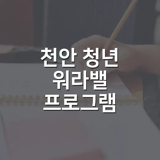천안 청년 워라밸 프로그램 참여자 모집