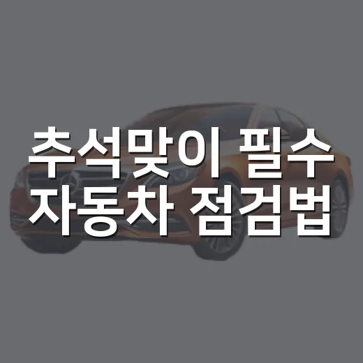 추석맞이 필수 자동차 점검법