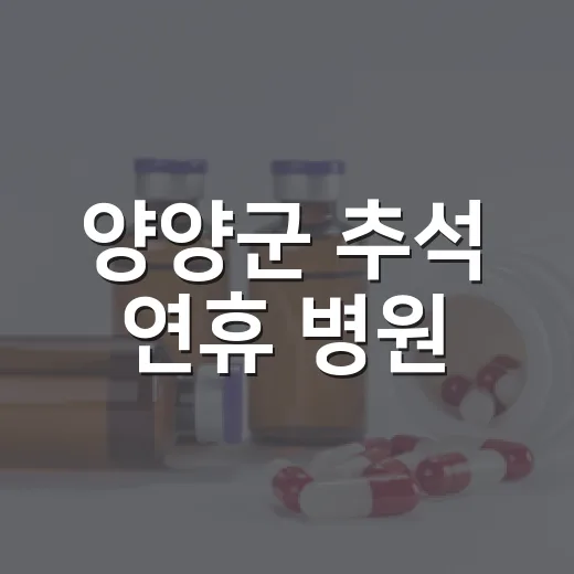 양양군 추석 연휴 병원·약국 운영 안내