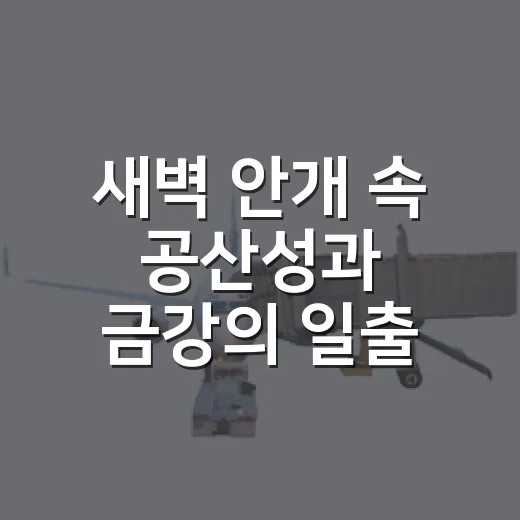 새벽 안개 속 공산성과 금강의 일출 풍경