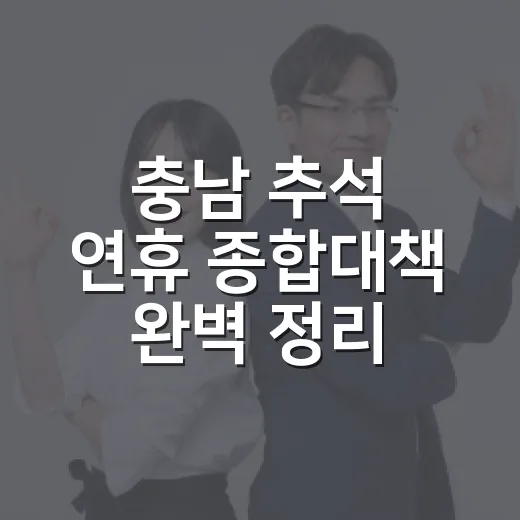 충남 추석 연휴 종합대책 완벽 정리