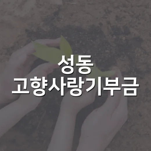 성동 고향사랑기부금, 가치 있는 사용 함께 고민