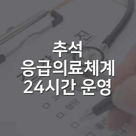 추석 응급의료체계 24시간 운영, 문 여는 병원은?