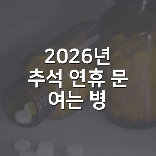 2026년 추석 연휴 문 여는 병·의원·약국 총정리