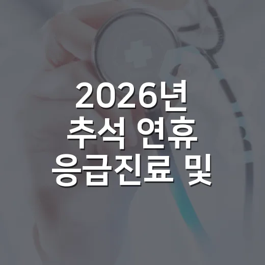2026년 추석 연휴 응급진료 및 문 여는 의료기관 안내