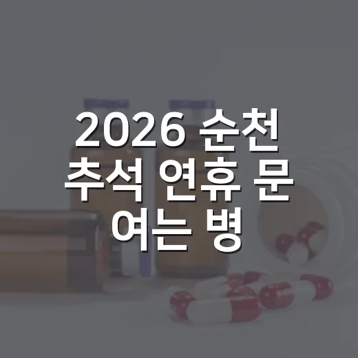 2026 순천 추석 연휴 문 여는 병원 총정리