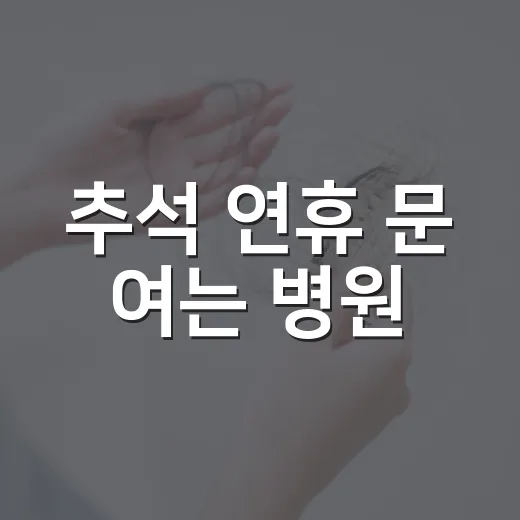 추석 연휴 문 여는 병원·약국 총정리