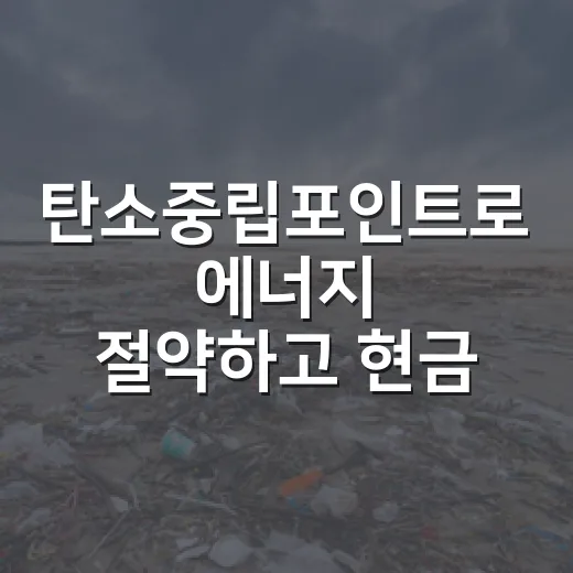 탄소중립포인트로 에너지 절약하고 현금 혜택 받자