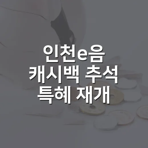 인천e음 캐시백 추석 특혜 재개