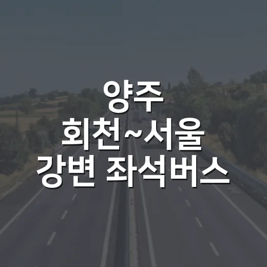 양주 회천~서울 강변 좌석버스 신설