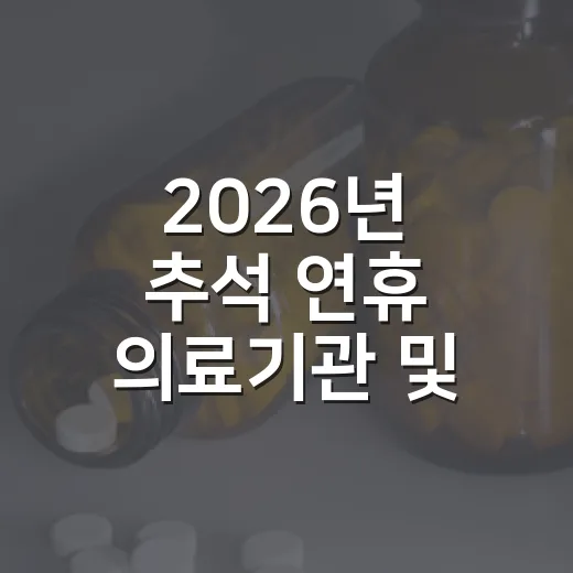 2026년 추석 연휴 의료기관 및 약국 운영 안내