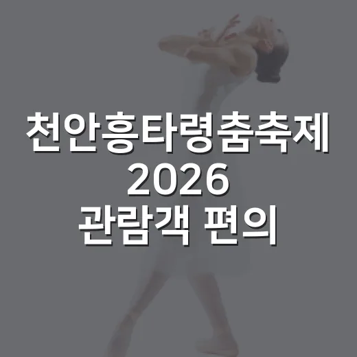 천안흥타령춤축제 2026 관람객 편의 완벽 지원
