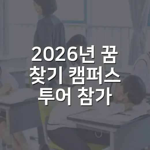 2026년 꿈 찾기 캠퍼스 투어 참가자 모집
