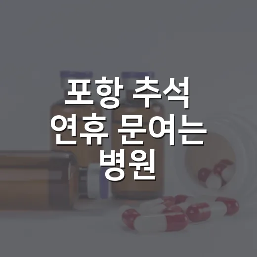 포항 추석 연휴 문여는 병원·약국 총정리