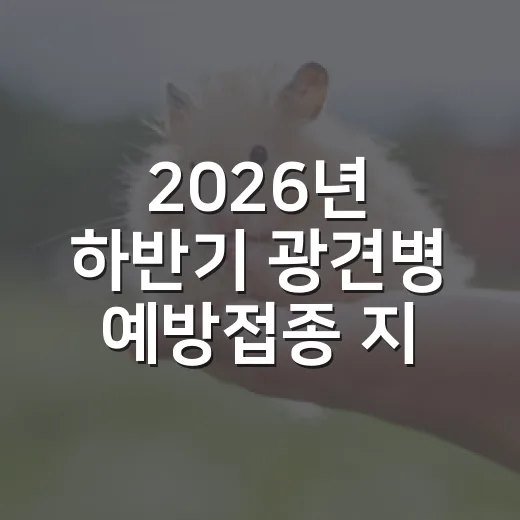 2026년 하반기 광견병 예방접종 지원 시작