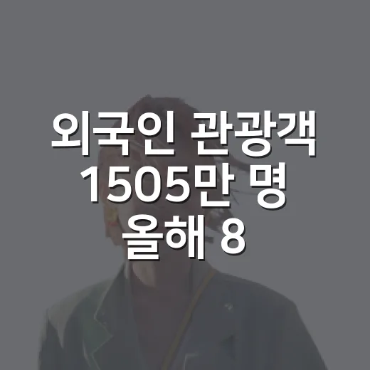 외국인 관광객 1505만 명 올해 8월까지 기록