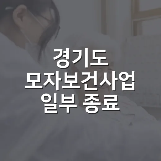 경기도 모자보건사업 일부 종료 안내