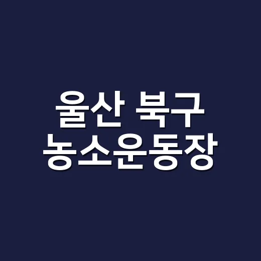 울산 북구 농소운동장, 최적 체육 인프라 제공