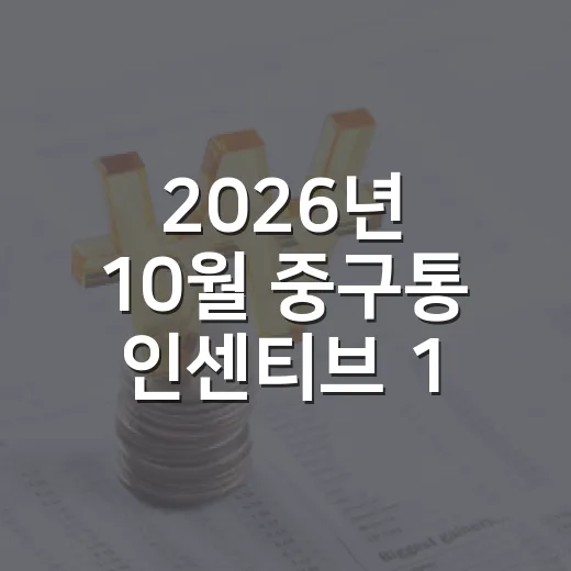 2026년 10월 중구통 인센티브 10% 혜택