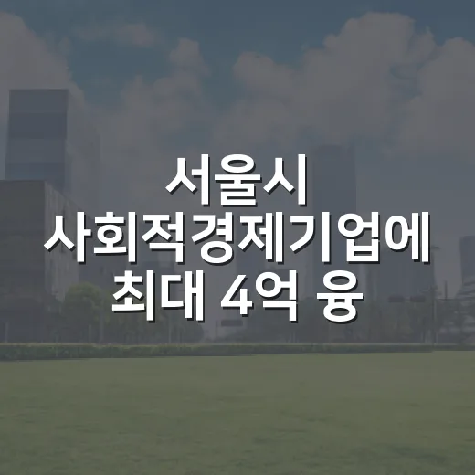 서울시 사회적경제기업에 최대 4억 융자 지원