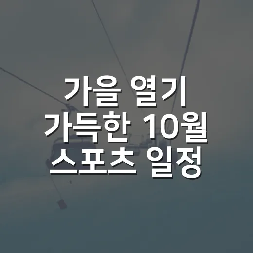 가을 열기 가득한 10월 스포츠 일정
