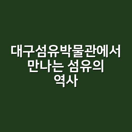 대구섬유박물관에서 만나는 섬유의 역사와 미래