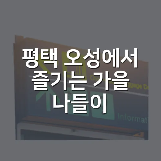 평택 오성에서 즐기는 가을 나들이