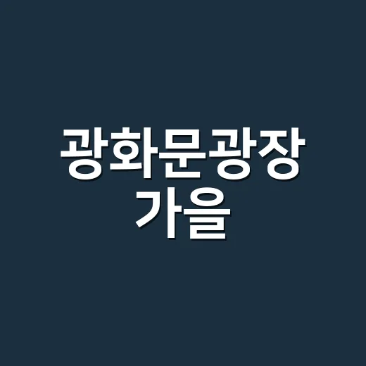 광화문광장 가을, 감사의 빛과 체험 가득