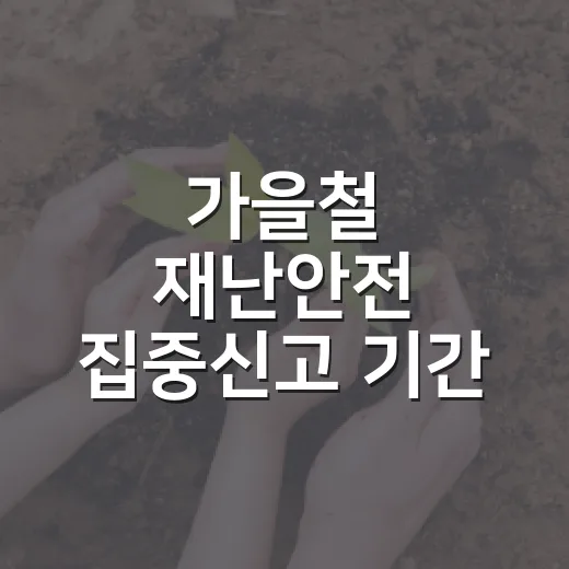 가을철 재난안전 집중신고 기간 운영