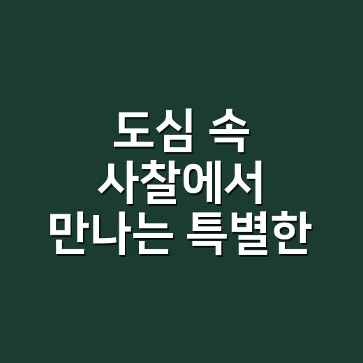 도심 속 사찰에서 만나는 특별한 하루