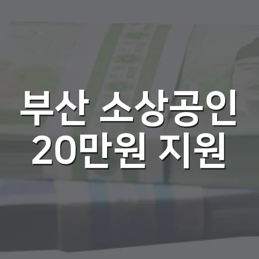 부산 소상공인 20만원 지원